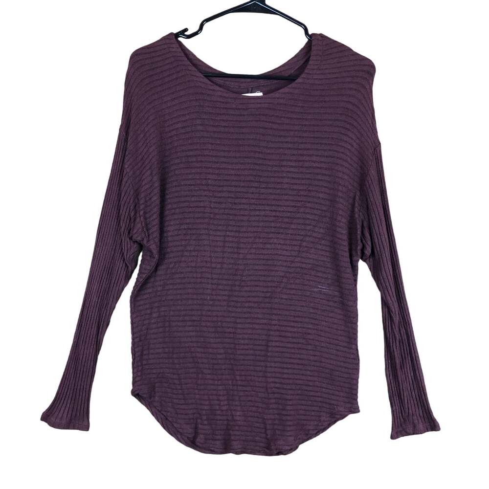 Anthropologie Silent + Noise Womens Sweater Maroon Ribbed Stretch Medium